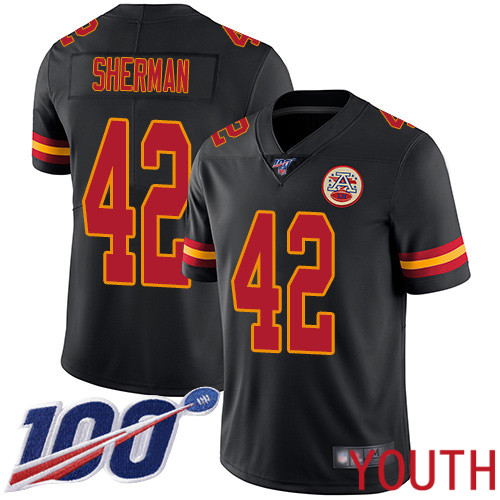 Youth Kansas City Chiefs #42 Sherman Anthony Limited Black Rush Vapor Untouchable 100th Season Nike NFL Jersey